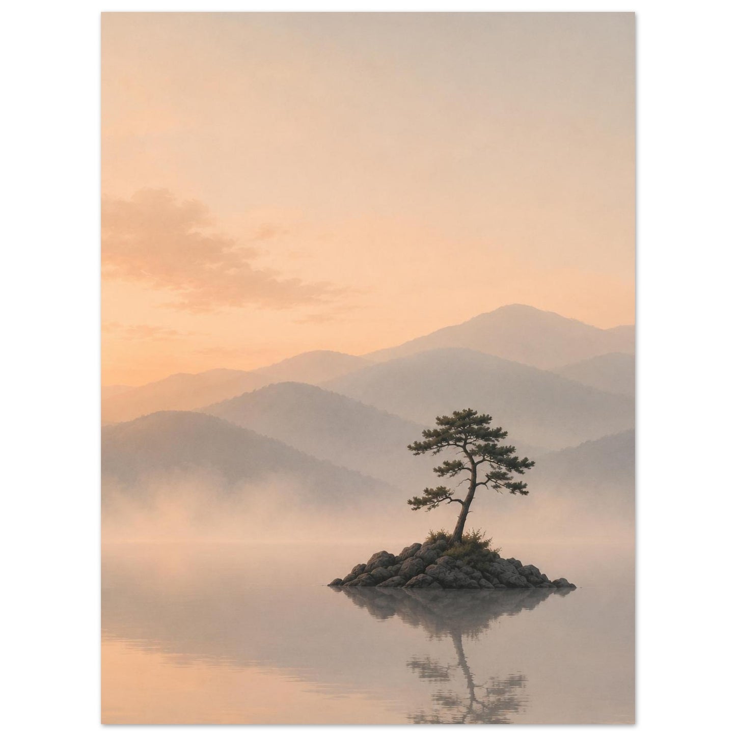 Still Waters landscape poster with soft neutral tones