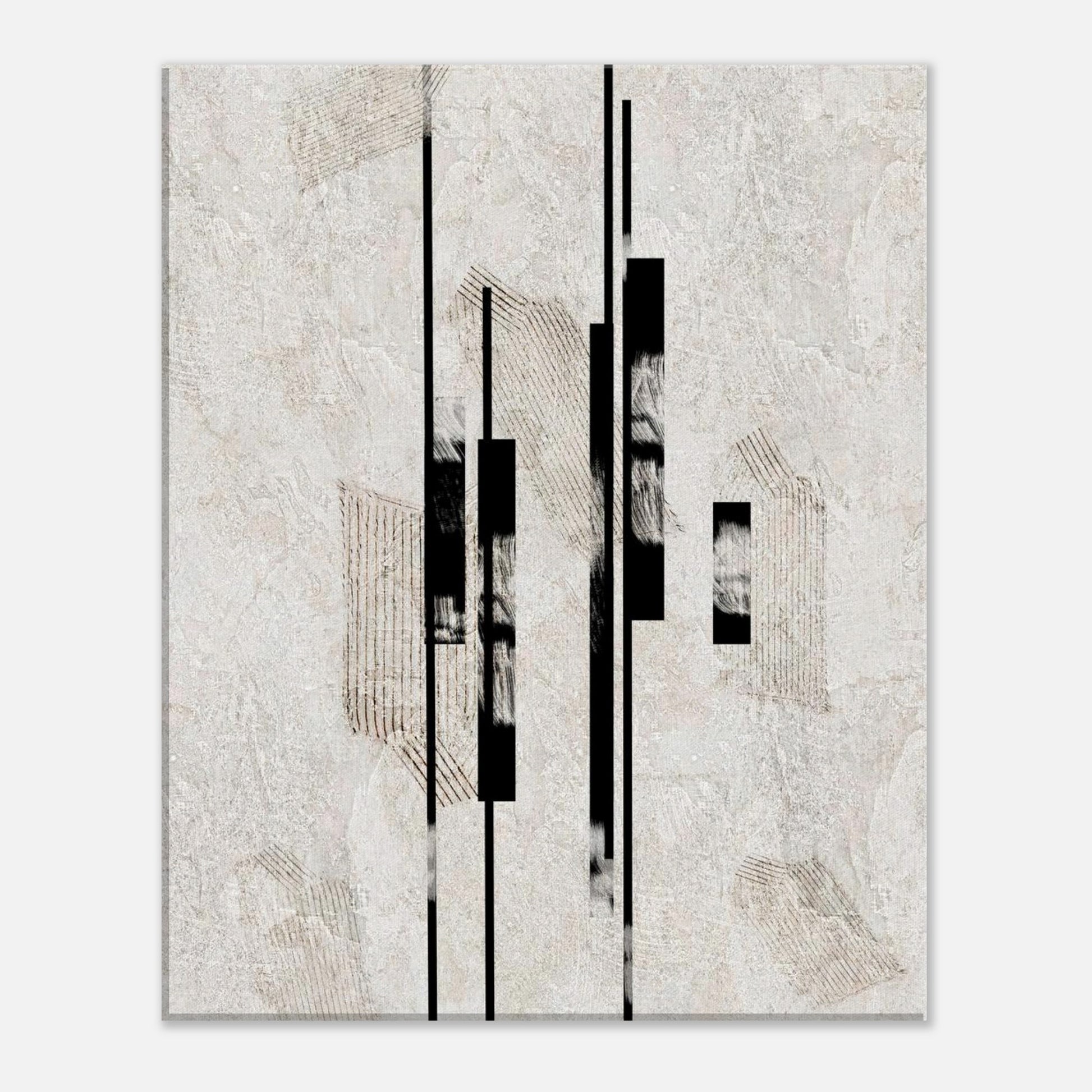 Full composition of the Sumi Stone Asian canvas print in black and white