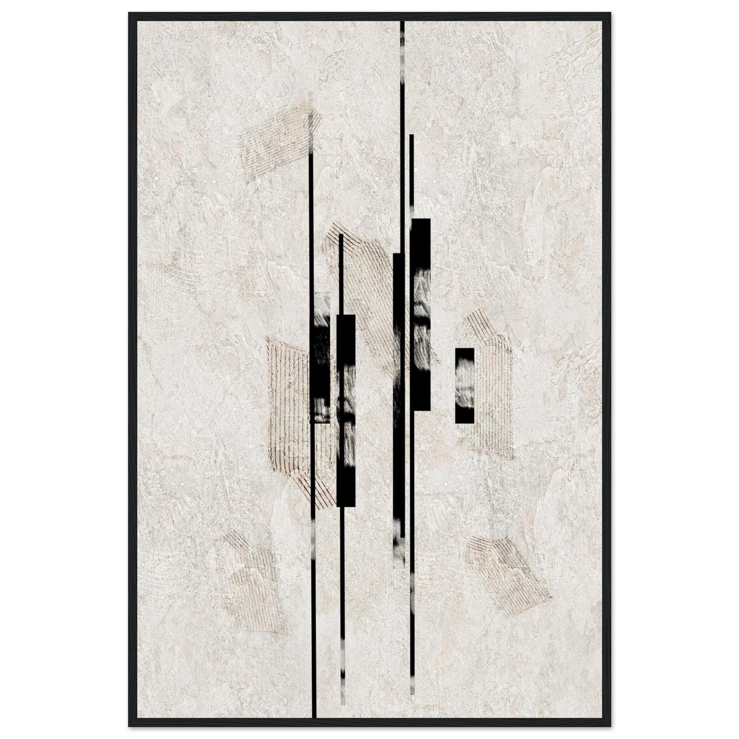 Sumi Stone Asian framed wall art in a black wooden frame with plexiglass