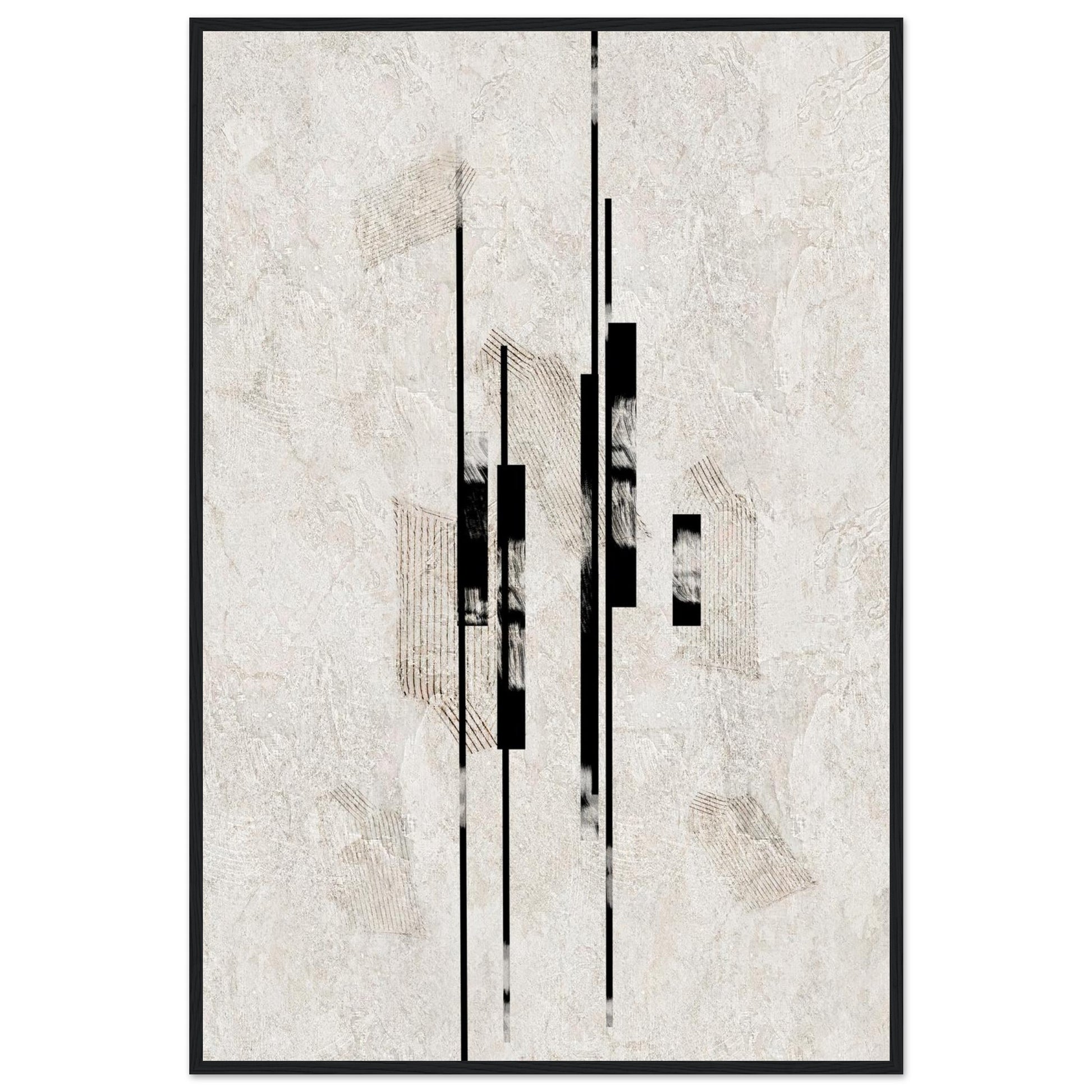 Sumi Stone Asian framed wall art in a black wooden frame with plexiglass