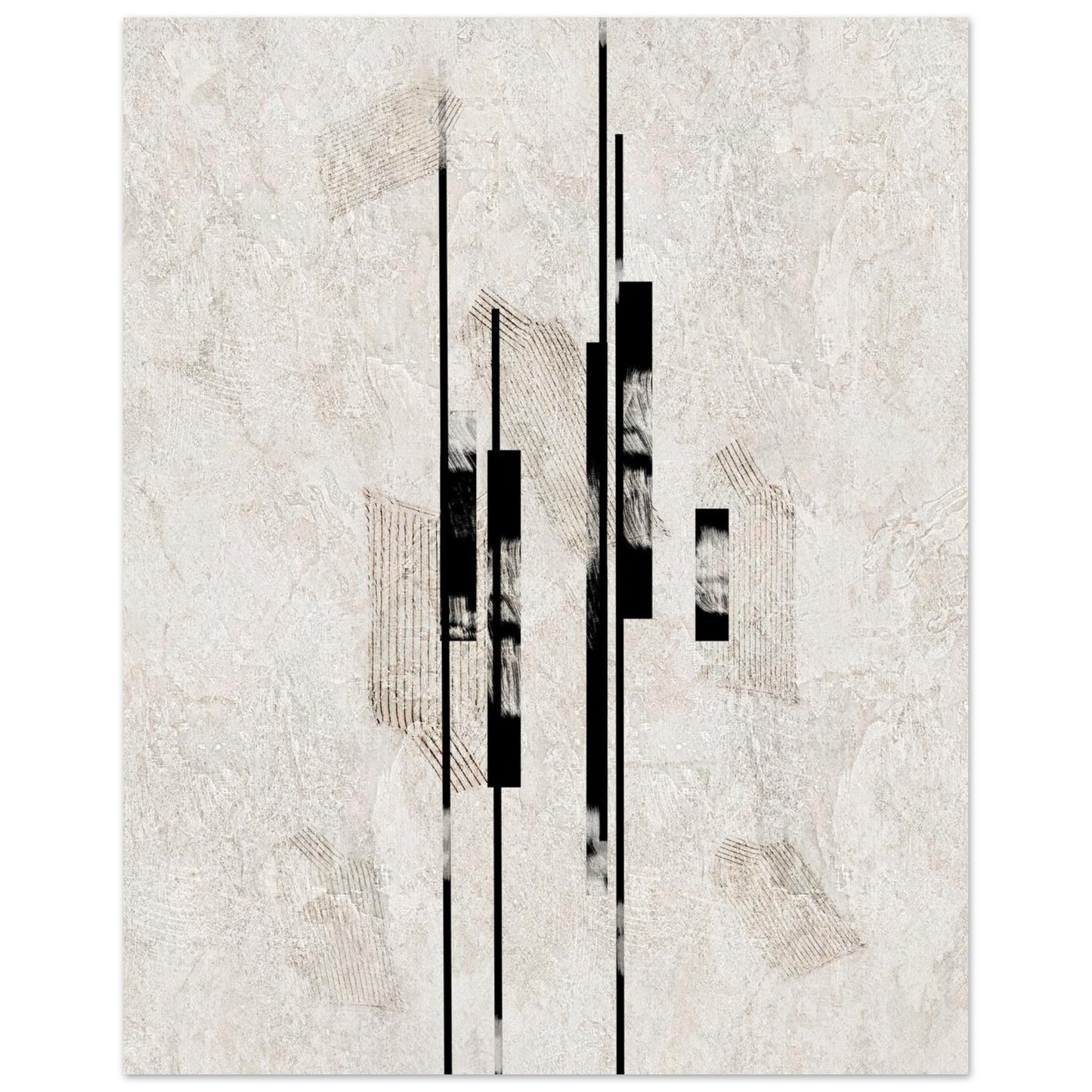 Full composition of the Sumi Stone Asian art poster in black and white