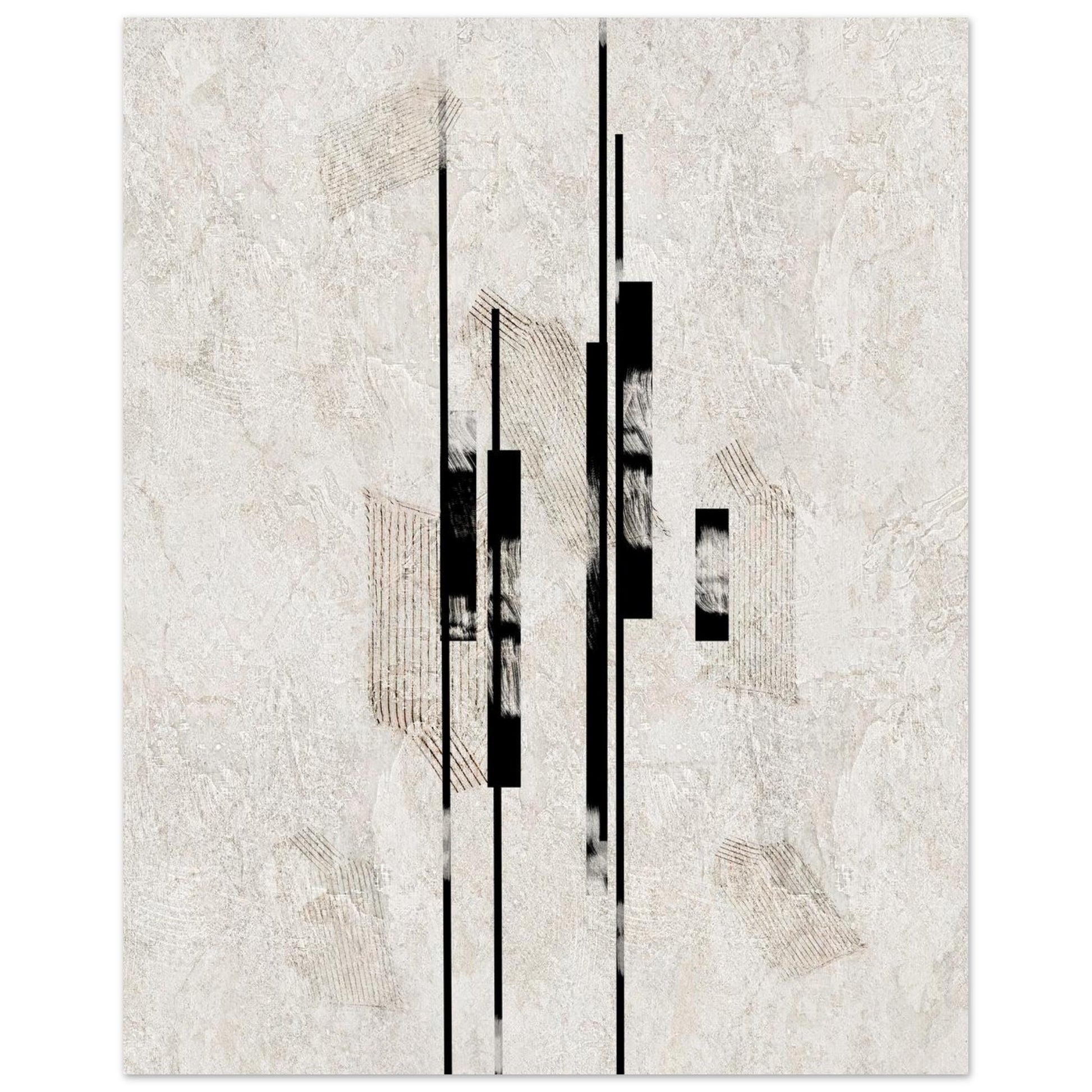Full composition of the Sumi Stone Asian art poster in black and white