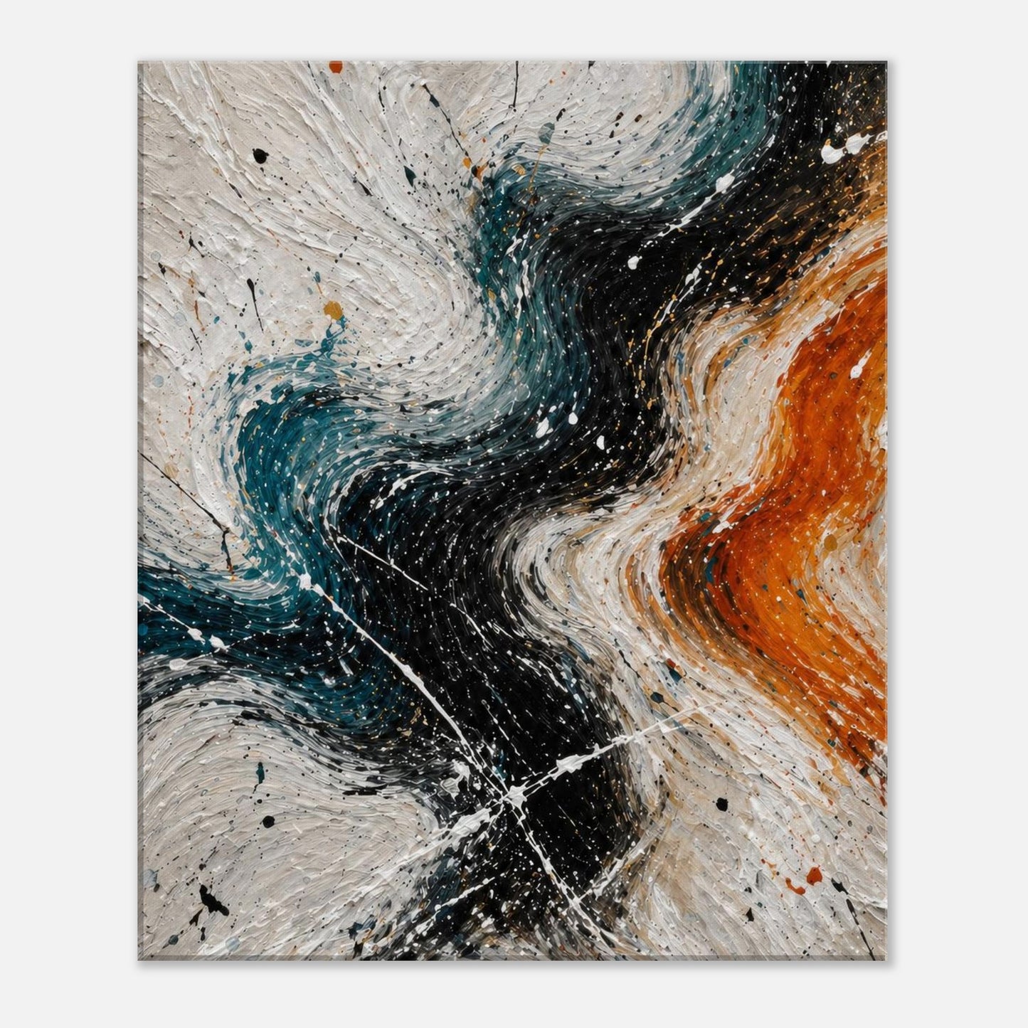 Textured abstract canvas print detail showing brush strokes and layered modern wall art design