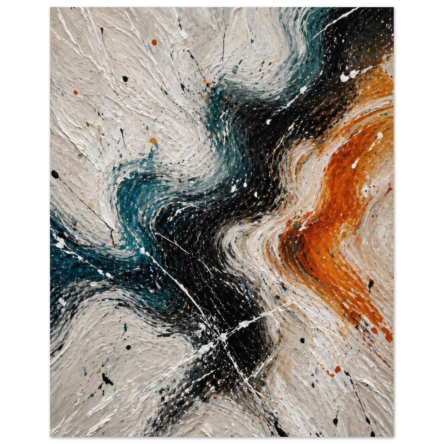 Textured abstract poster print detail with brush strokes and layered design
