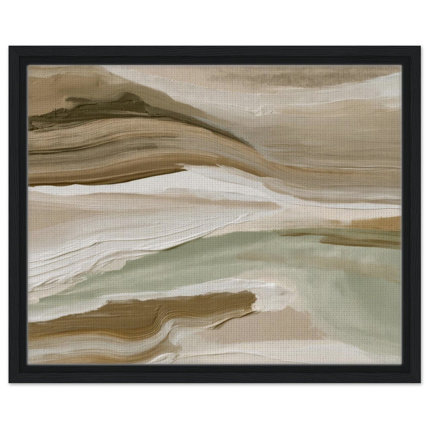 Tranquil nature inspired abstract art with soft sage green and neutral layers