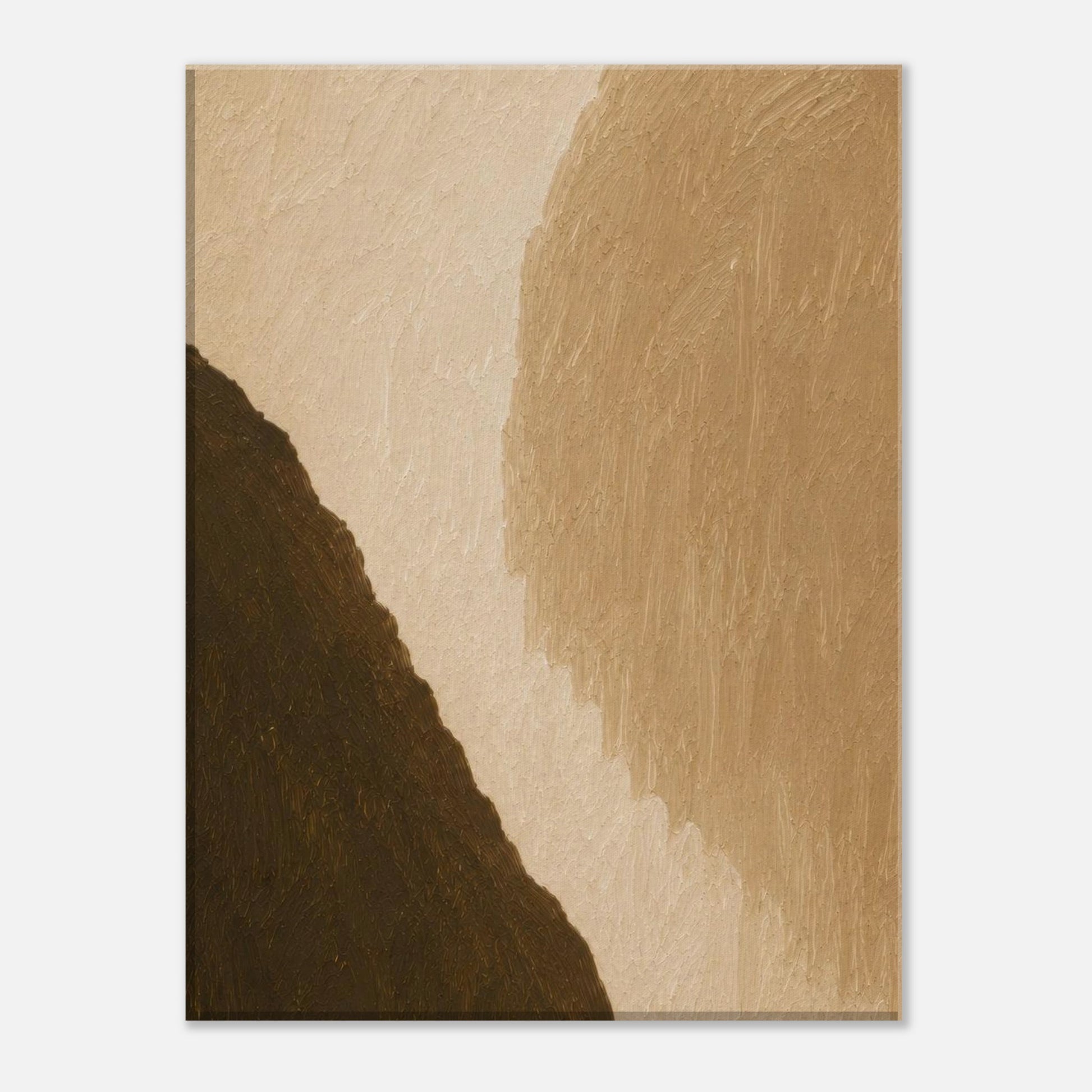 Neutral abstract canvas print with warm earthy colors and modern textured composition.