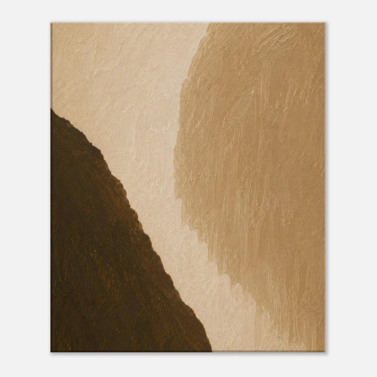 extured minimalist abstract wall art in earthy beige and dark brown tones for modern interiors.