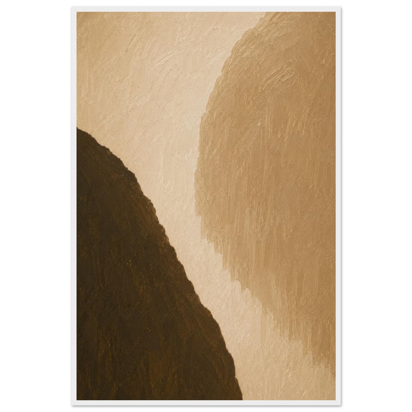 Modern framed abstract wall art in warm earth tones with minimalist textured composition.