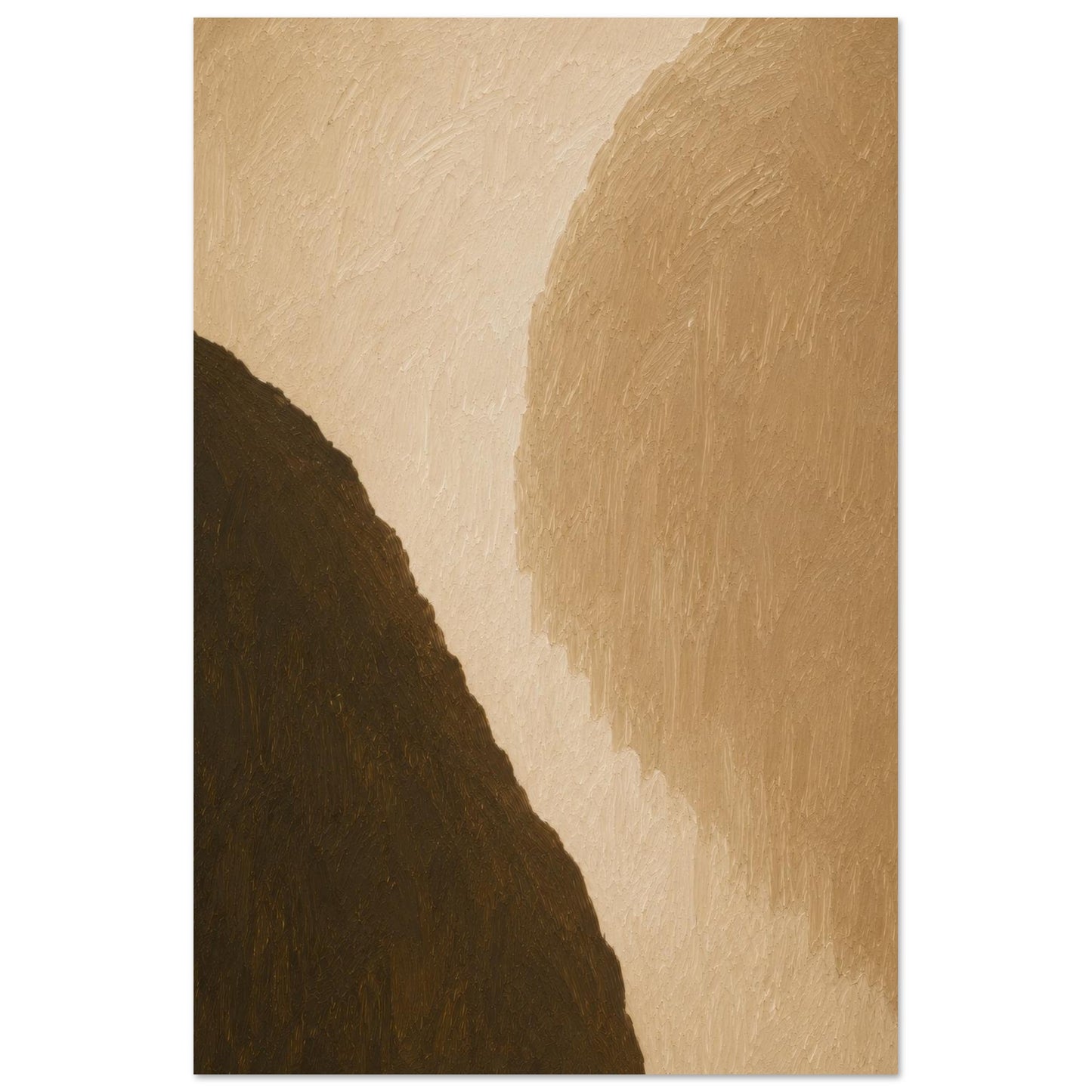 Warm earth abstract poster print with textured beige and dark brown minimalist artwork.