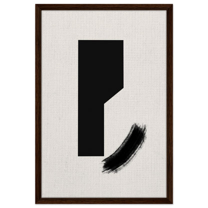 Zen inspired abstract artwork with bold black shape and gestural brushstroke
